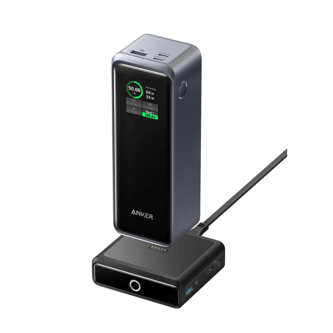 Anker Prime Power Bank, 27,650mAh 3-Port 250W Portable Charger for Travel, TSA-Approved, Smart App, for MacBook Pro/Air, iPhone 16/15/14 Series, Samsung, Laptops, and More (with Charging Base)