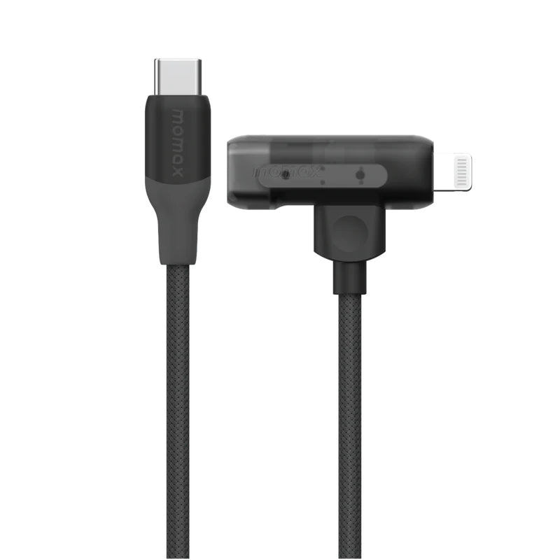 Momax 1-Link Flow Duo 2-in-1 USB-C to Lightning Braided Cable (1.5m) - Black