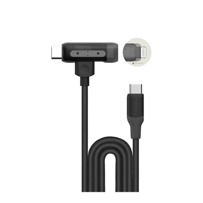 Momax 1-Link Flow Duo 2-in-1 USB-C to Lightning Braided Cable (1.5m) - Black