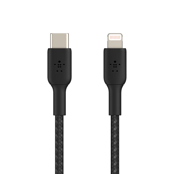 Belkin Boost Charge Braided USB-C to Lightning Cable (2m / 6.6ft, Black)