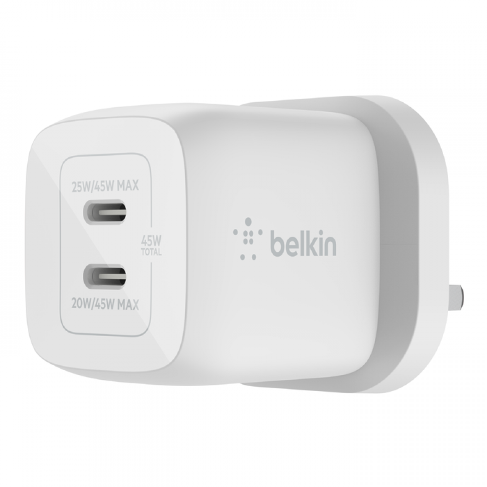 Belkin BoostCharge Pro Dual USB-C GaN Wall Charger 45W  (25W USB-C +20W USB-C)