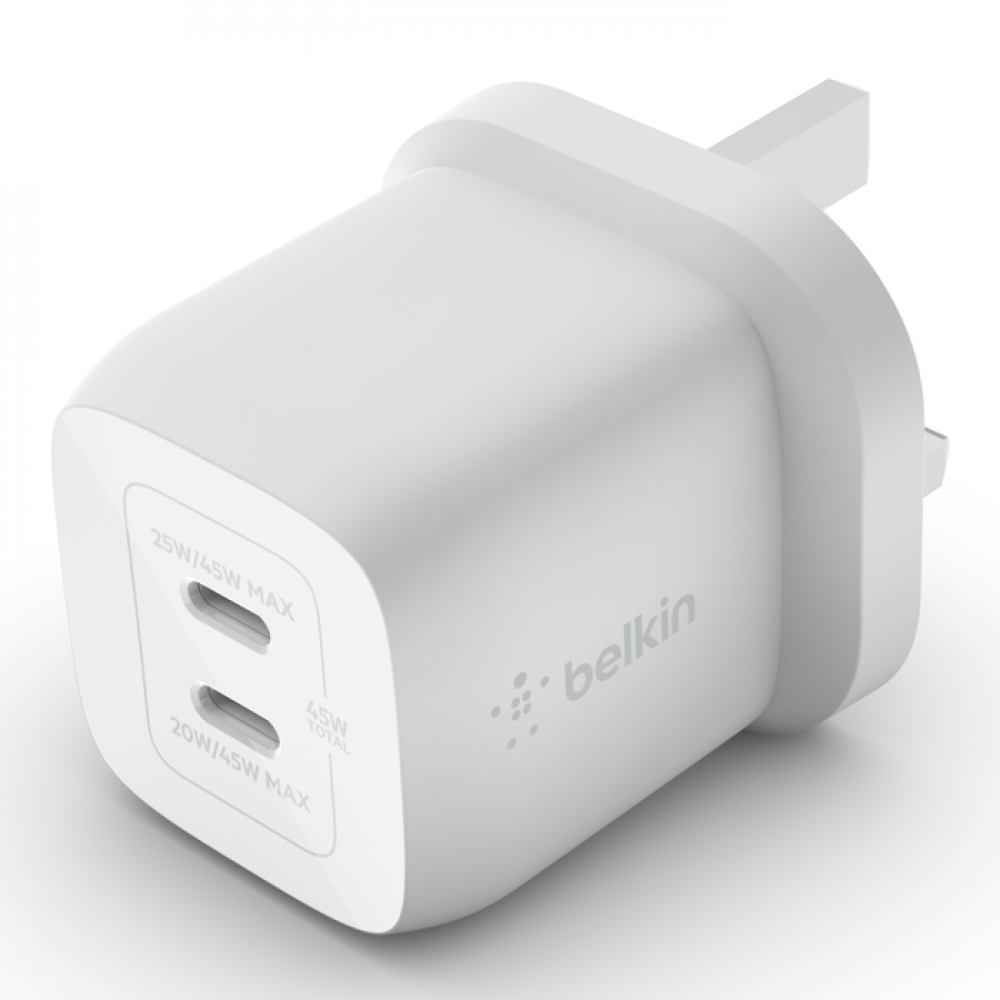 Belkin BoostCharge Pro Dual USB-C GaN Wall Charger 45W  (25W USB-C +20W USB-C)