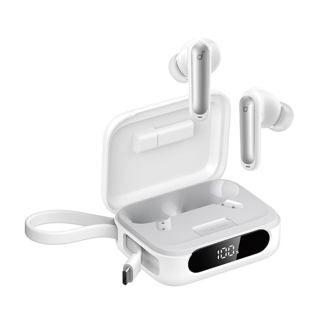 Soundcore By Anker P41i ANC Earbud, 6 Microphones, Built-in Phone Stand, and 3000mAh Power bank - White