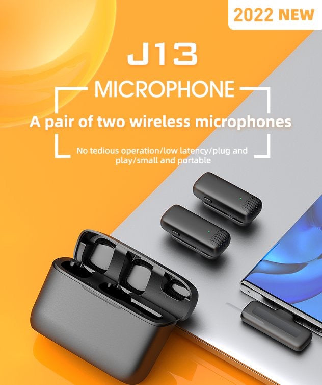 Green Lion 2 in 1 Wireless Microphone with (Type-C Connector ) - مايكروفون لاسلكي ٢ في ١ من شركة قرين لايون بمنفذ تايب سي