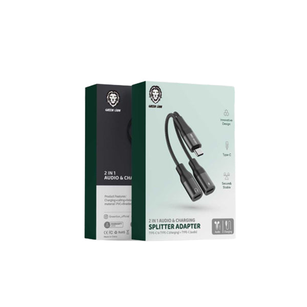 Green lion 2 In 1 Audio & Charging Splitter Adapter Type-C to Type-C(Charging) + Type-C(Audio)