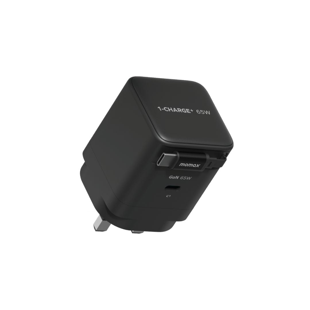 Momax 1-Charge 65W GAN 1 port Charger with built in USB-C Cable
