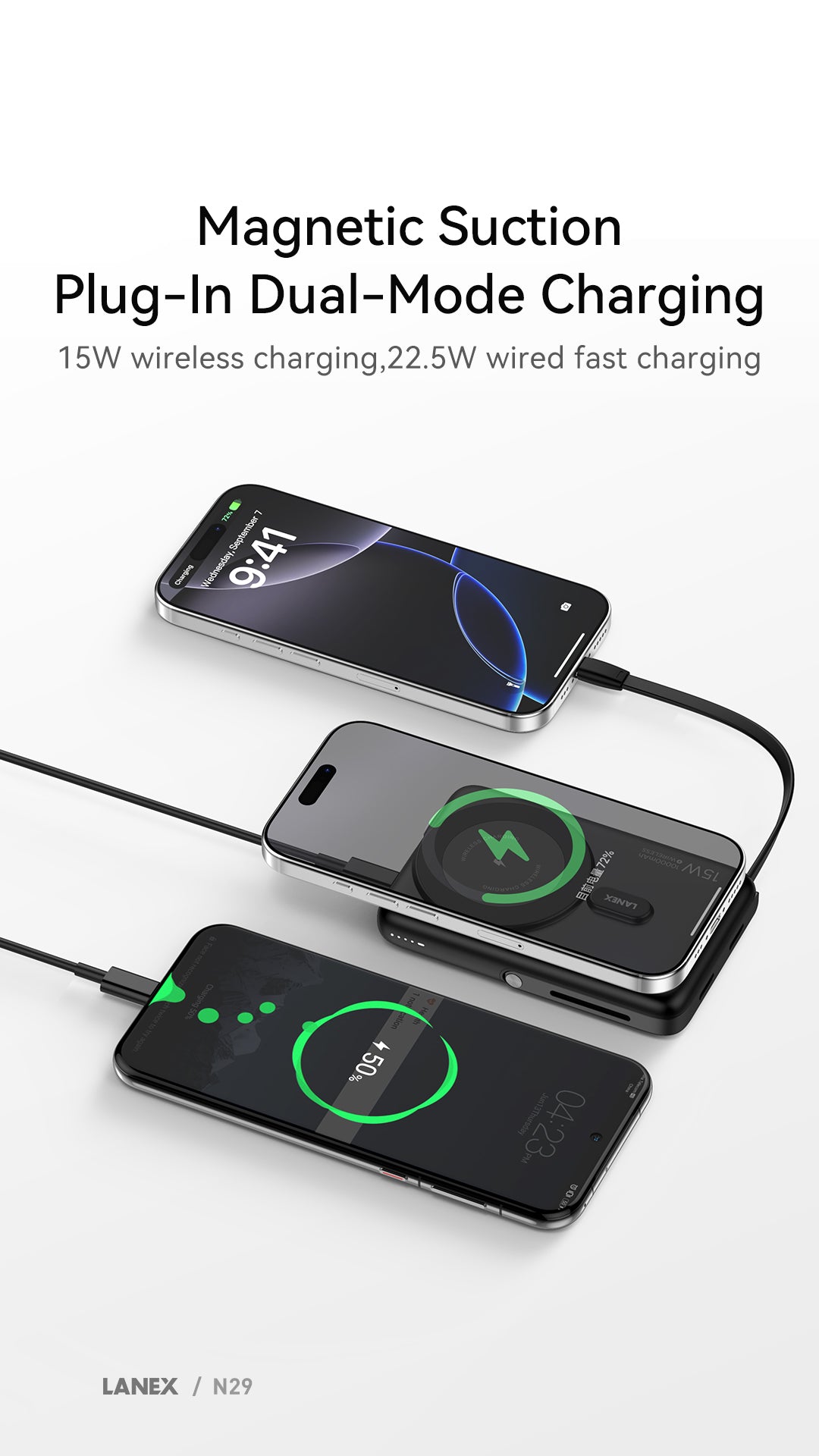Lanex Magsafe Wireless Power Bank 10000mAh Black – N29