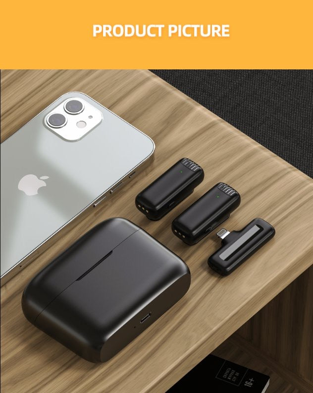 Green Lion 2 in 1 Wireless Microphone with (Lightning Connector) - مايكروفون لاسلكي ٢ في ١ من شركة قرين لايون بمنفذ ايفون
