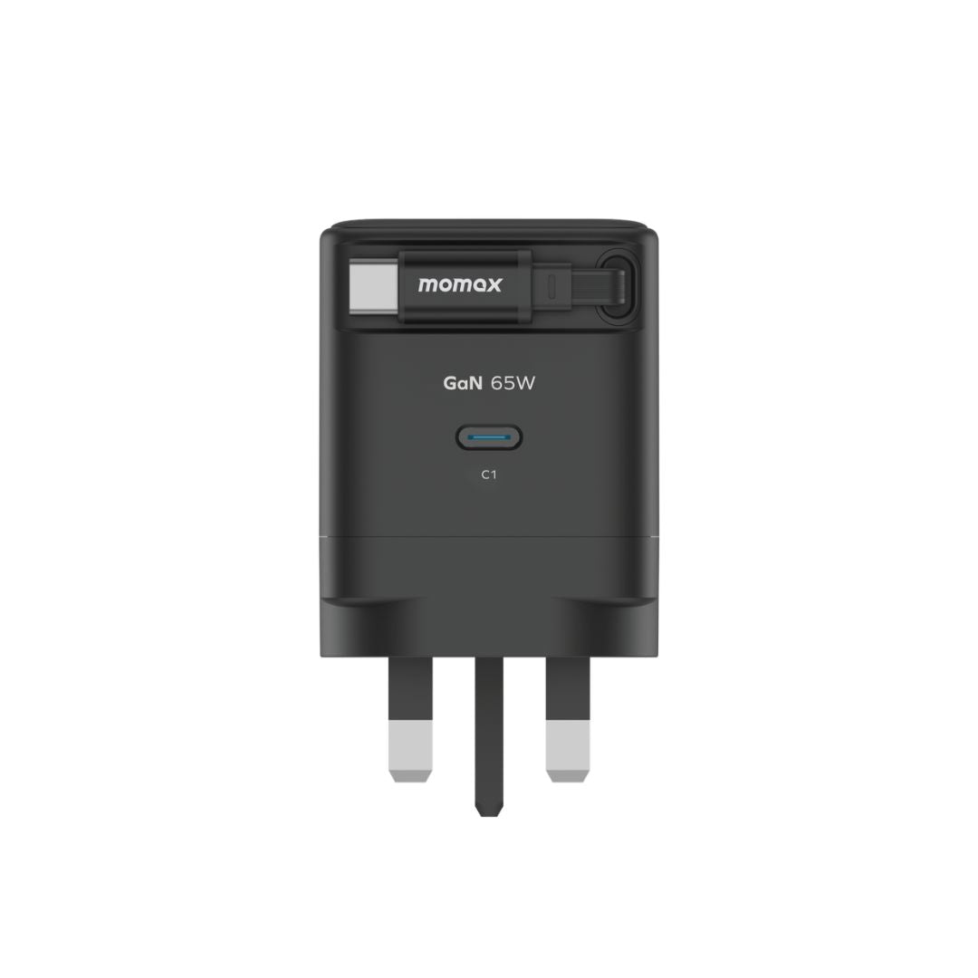 Momax 1-Charge 65W GAN 1 port Charger with built in USB-C Cable