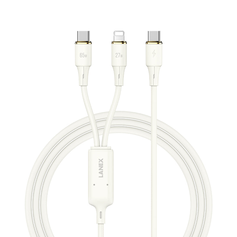 Lanex 2-in-1 Cable Beige With Type C & Lighting 1.2m Beige – LS456T