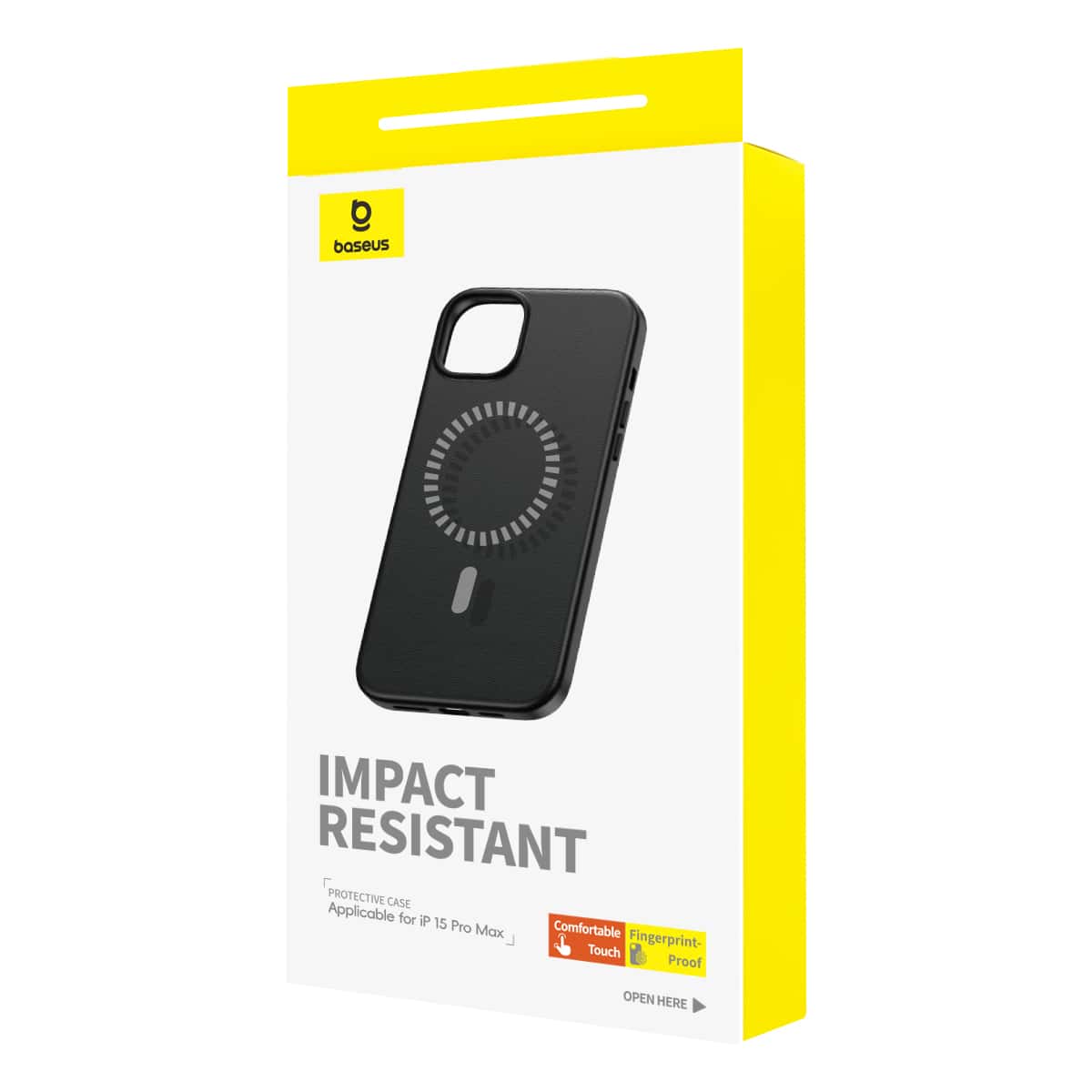 جراب/غطاء مغناطيسي من Baseus لهاتف iPhone 15 Series Fauxther Series - أسود