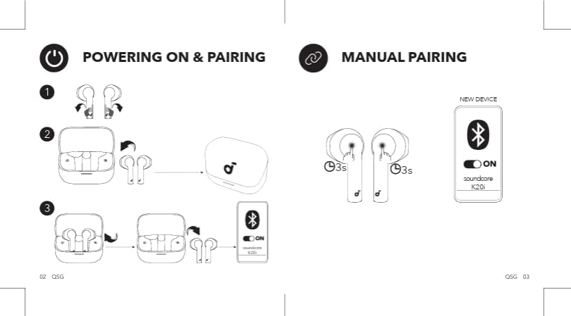 Soundcore K20i by Anker, Semi-in-Ear Earbuds, Bluetooth Wireless, 36H Playtime - White