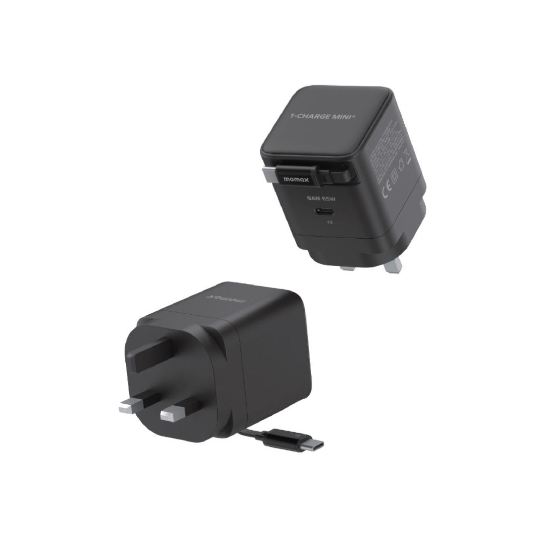 Momax 1-Charge 65W GAN 1 port Charger with built in USB-C Cable