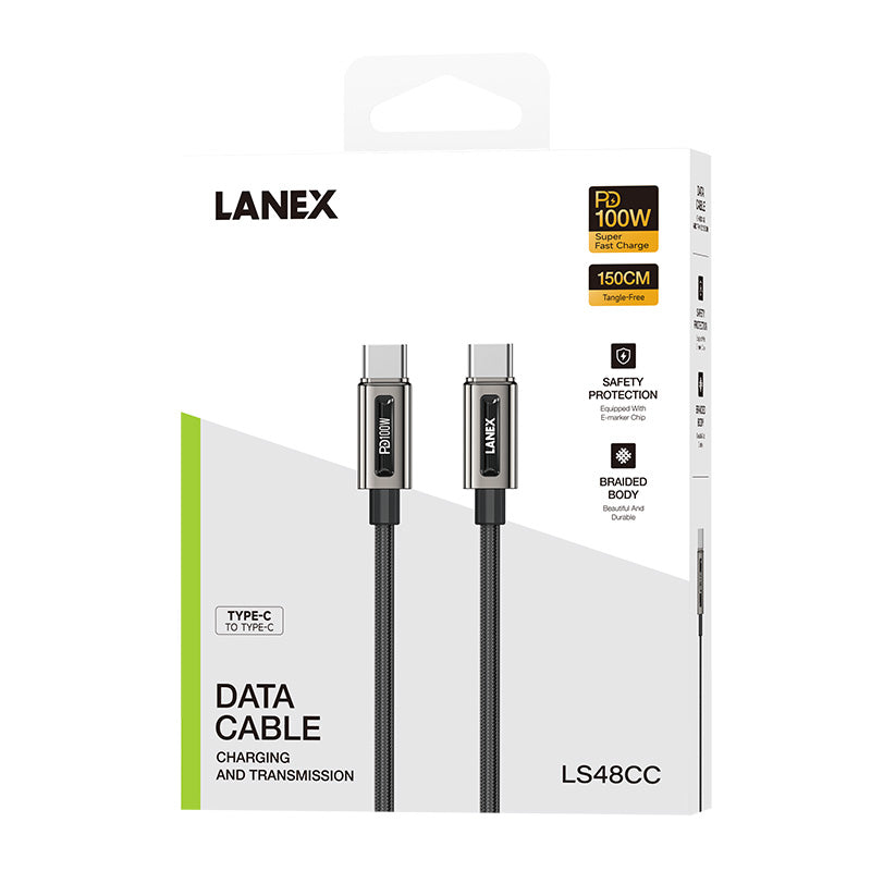 Lanex 100W Type C to C Cable 1.5m Black – LS48CC