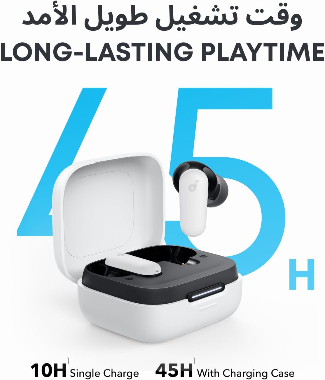 Soundcore by Anker R50i NC Noise Cancelling Earbuds, Strong and Powerful Bass, 45H Playtime - White