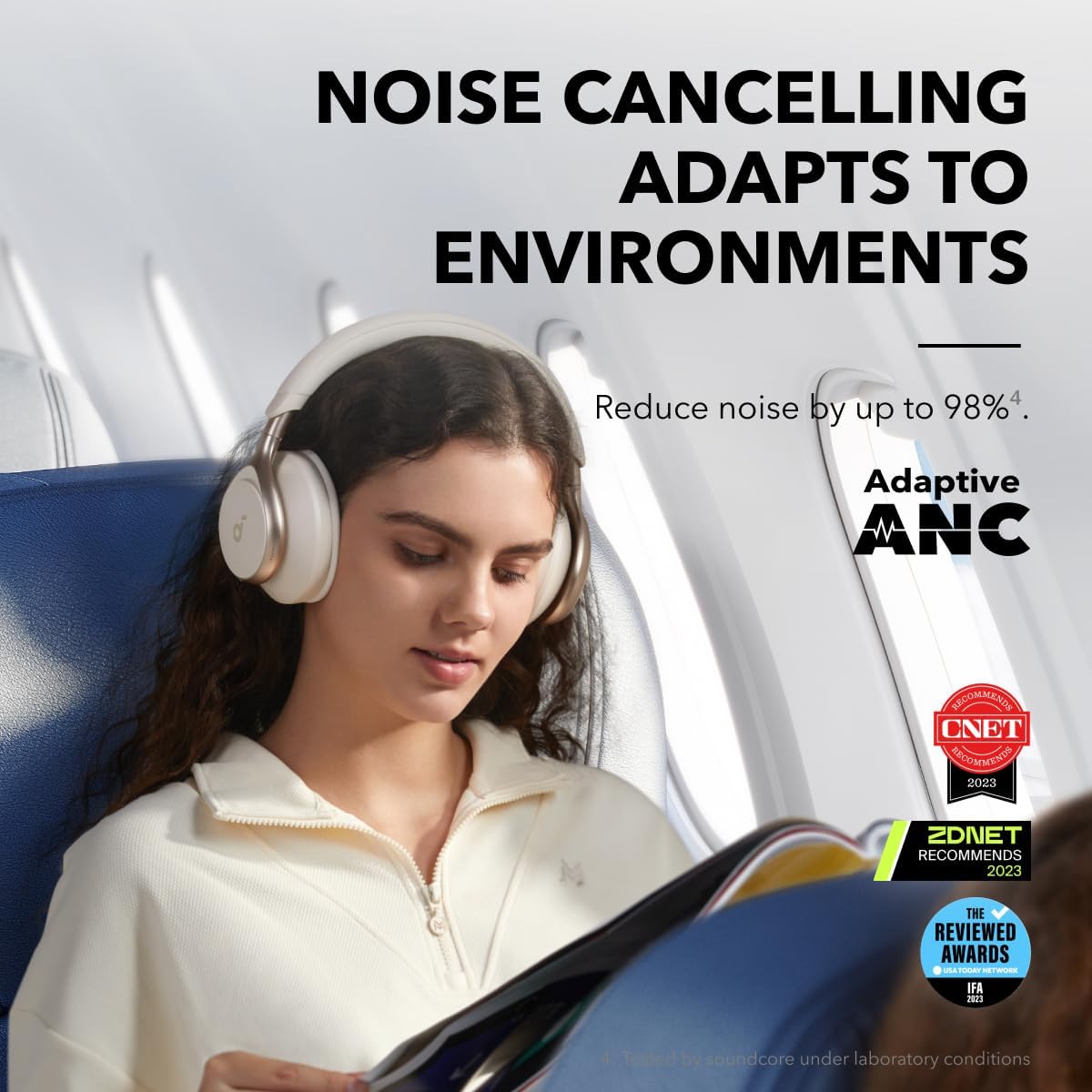Soundcore by Anker, Space One Active Noise Cancelling Headphones, 40H ANC Playtime - Latte Cream