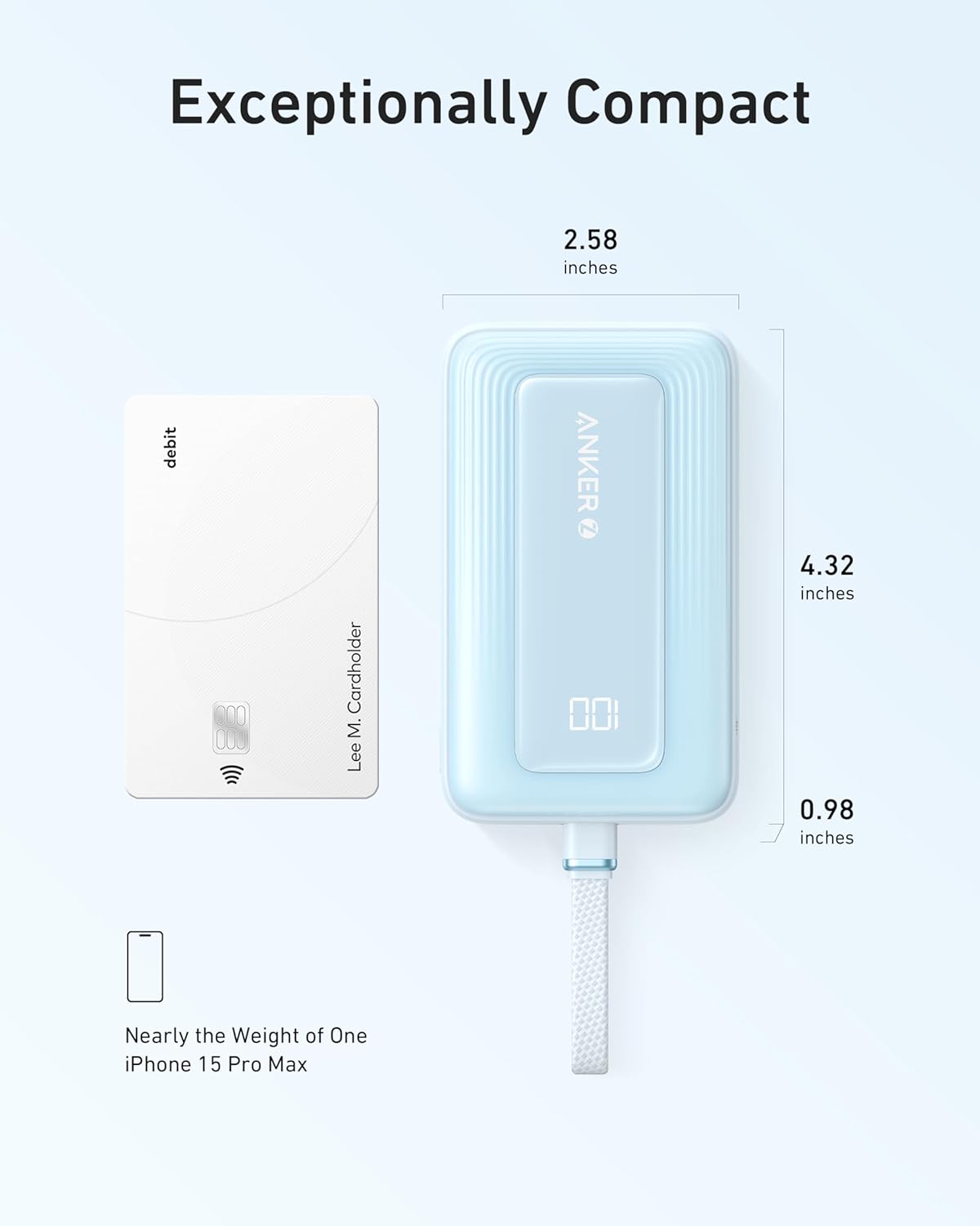 Anker Portable Charger, 10000mAh 30W Power Bank, USB-C in and Out Fast Charging Battery Pack