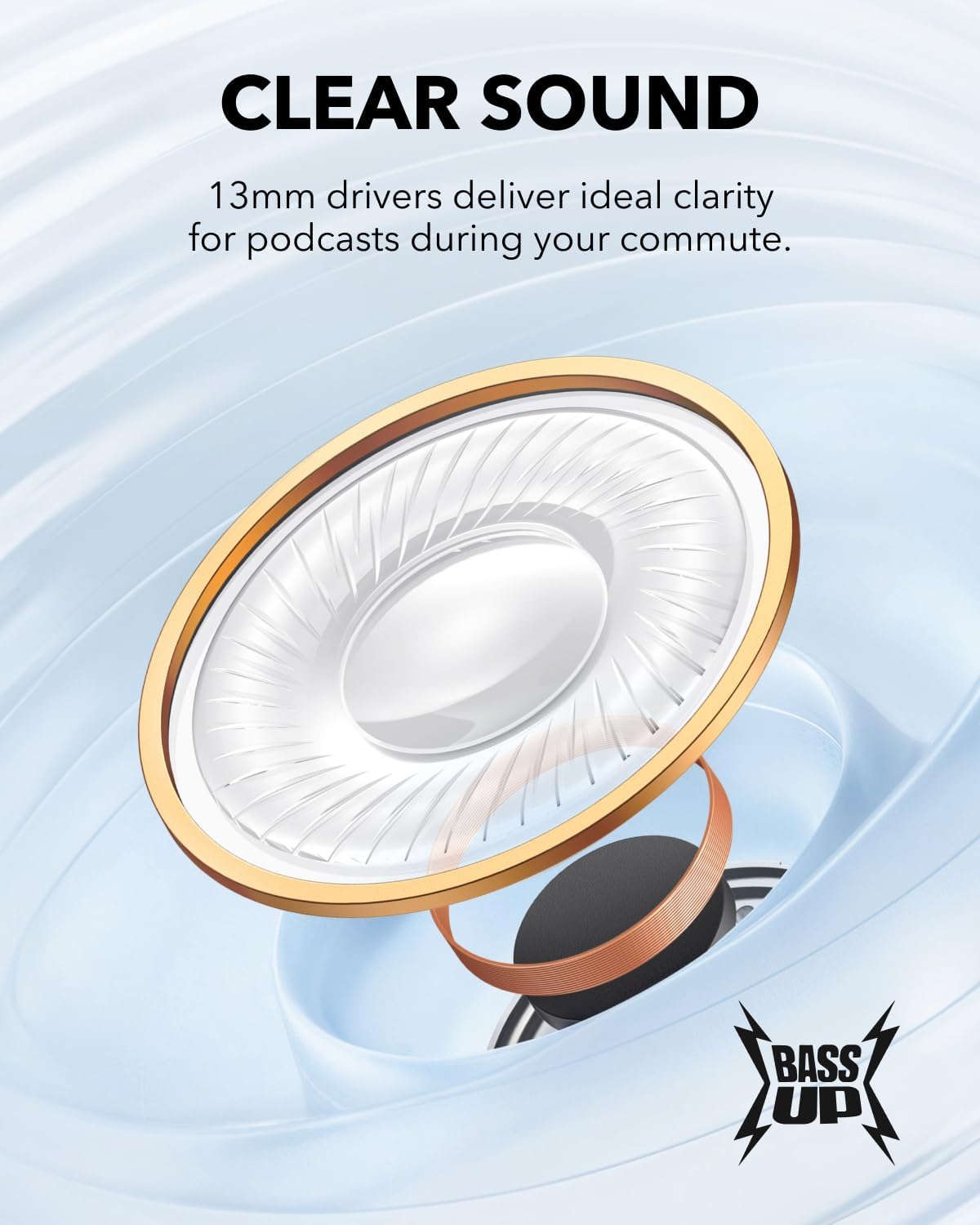 Soundcore K20i by Anker, Semi-in-Ear Earbuds, Bluetooth Wireless, 36H Playtime - Blue