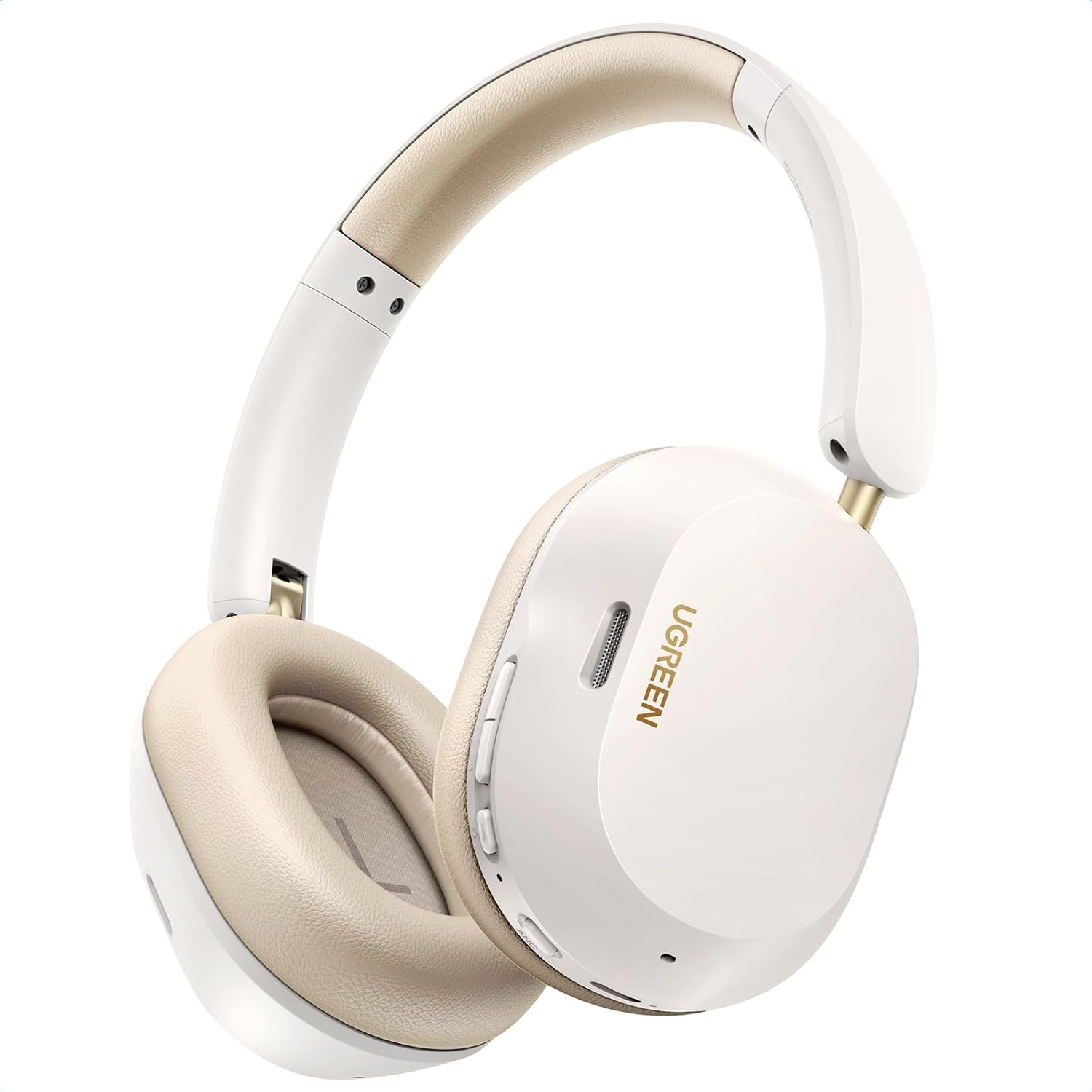 UGREEN HiTune Max5C Headphones Wireless, 75H Playtime, Adaptive Noise Cancelling - White cream