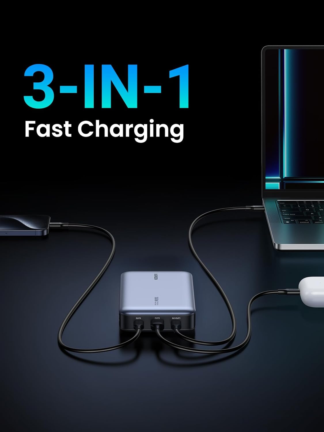 UGREEN 20000mAh 100W Power Bank, Nexode Portable Charger USB C 3-Port PD Fast Charging with Digital Display for MacBook, iPad, iPhone 16, Galaxy S24 Ultra and more