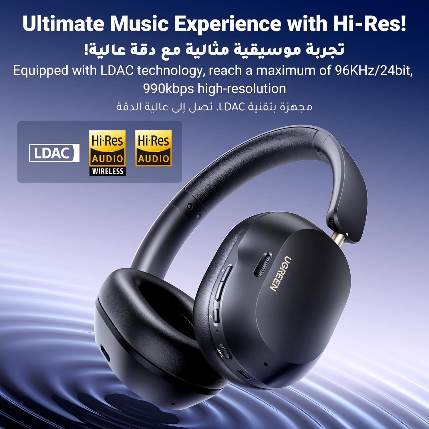 UGREEN HiTune Max5C Headphones Wireless, 75H Playtime, Adaptive Noise Cancelling - Black