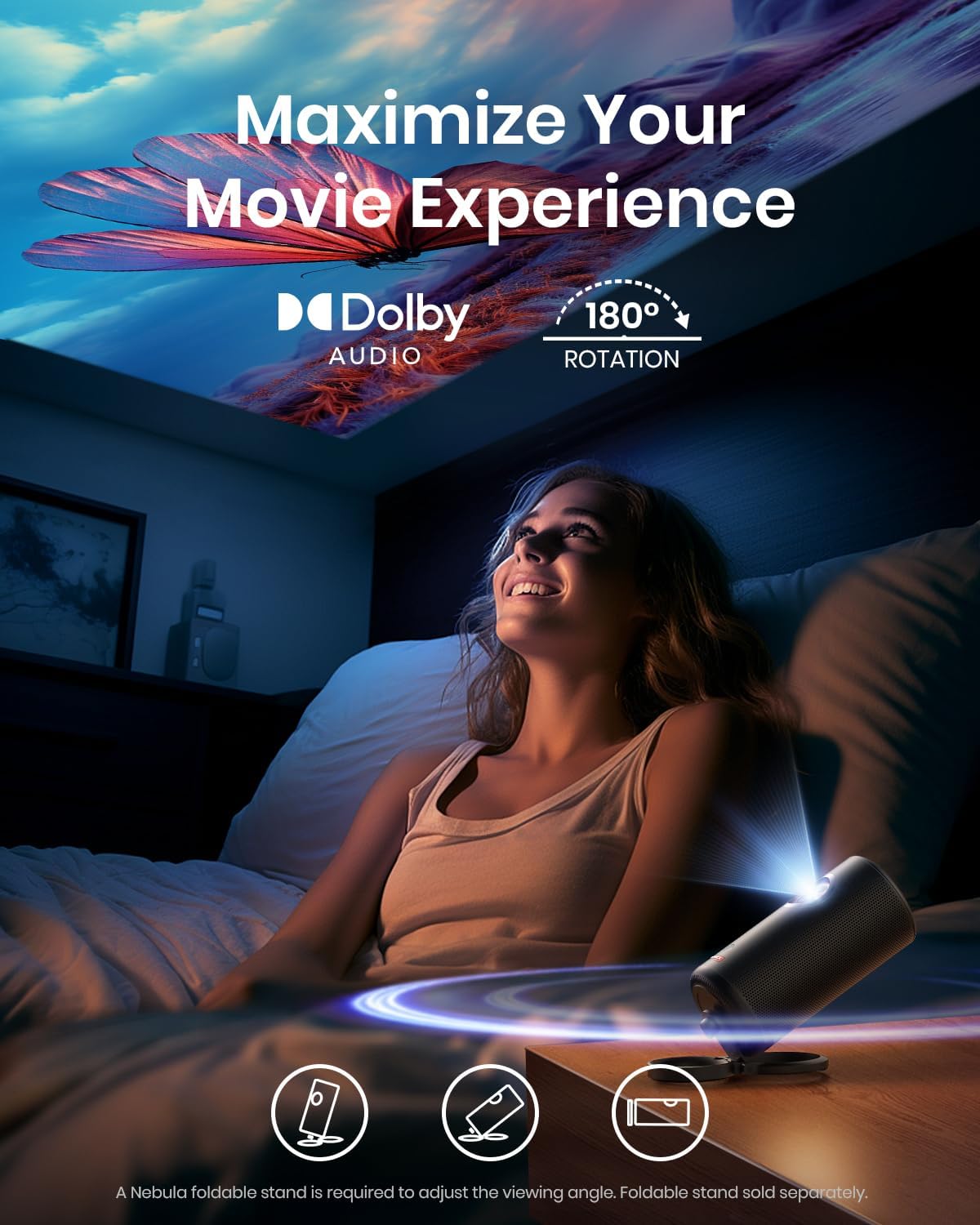 Nebula by Anker Capsule 3 Laser 1080p, Smart, Wi-Fi, Mini Projector, Black