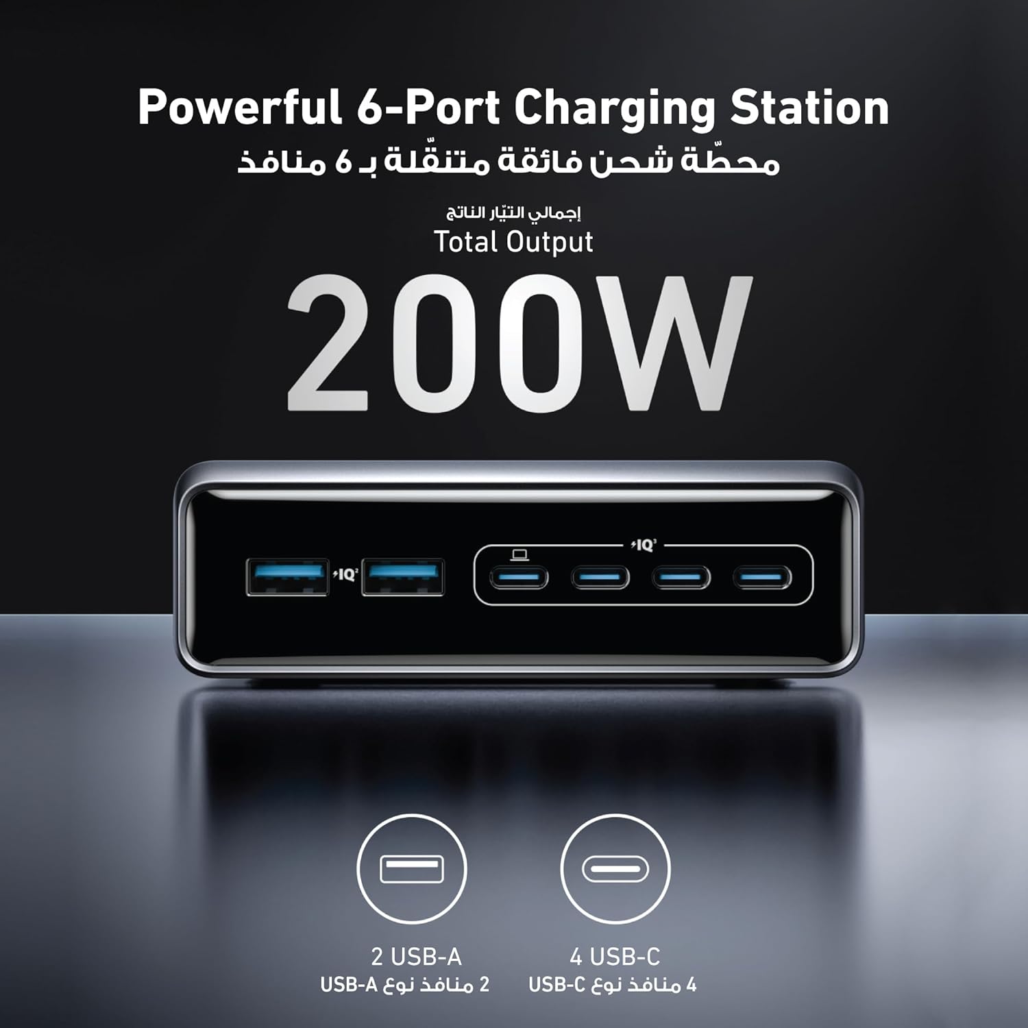 Anker Prime Charger, 200W 6-Port GaN Charging Station, Fast Charging USB C Charger, Compatible with iPhone 16/15/14 Series, MacBook Pro/Air