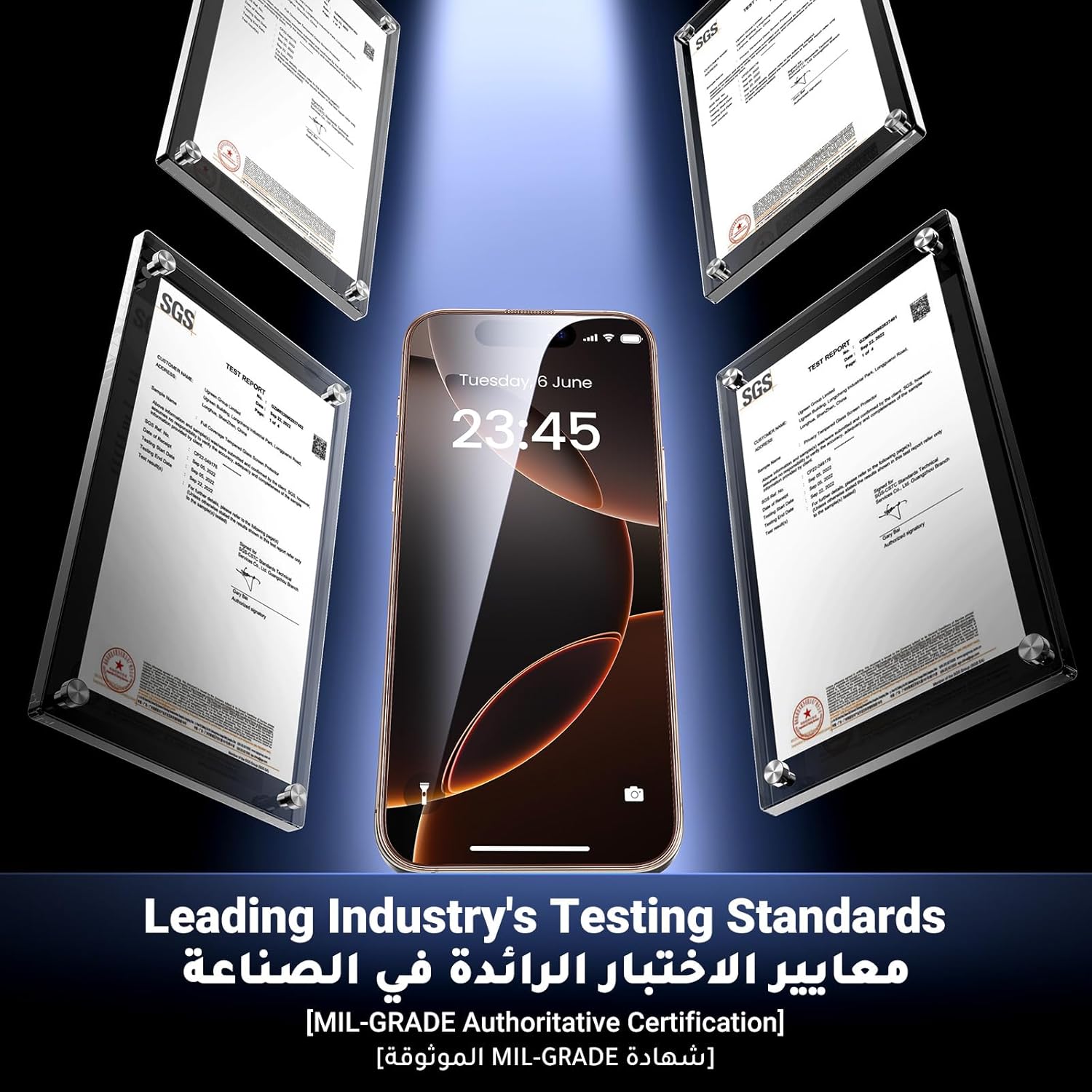 واقي شاشة Ugreen من قطعتين لهاتف iPhone 16 Pro / Pro Max بتغطية كاملة 6.9 بوصة عالي الدقة سهل التركيب بإطار حماية من الدرجة العسكرية مقاوم للخدش ومضاد لبصمات الأصابع - شفاف