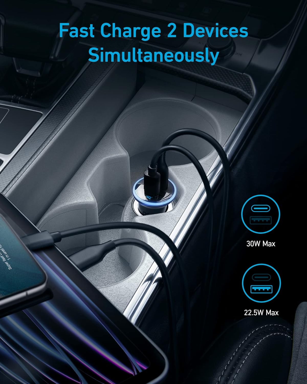 Anker 323 Car Charger 52.5W 1USB x 1 USB-C