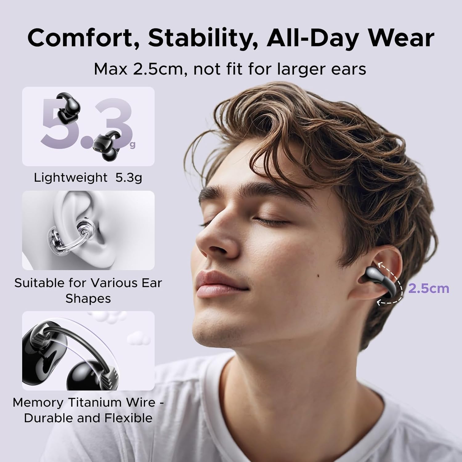 UGREEN Open-ear Earbuds Wireless Bluetooth 5.4 Earphone Clip-on Headphone ENC Noise Cancelling