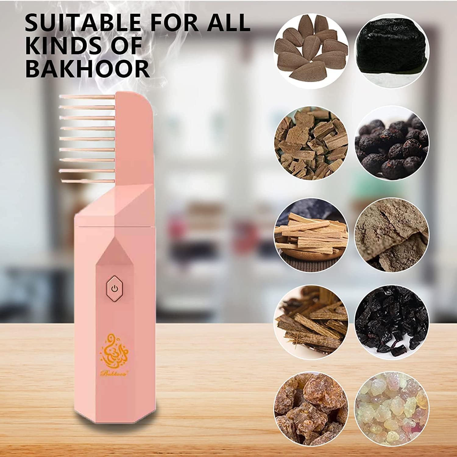 Bakhoor Burner Portable Electric USB Power Charge for Hair & Clothes - Pink