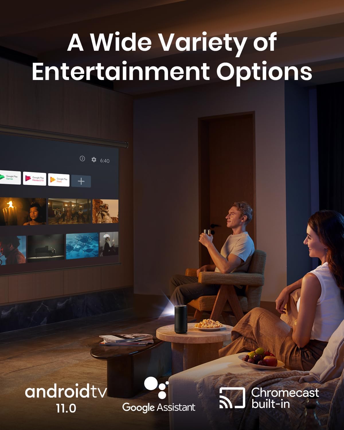 Nebula by Anker Capsule 3 Laser 1080p, Smart, Wi-Fi, Mini Projector, Black