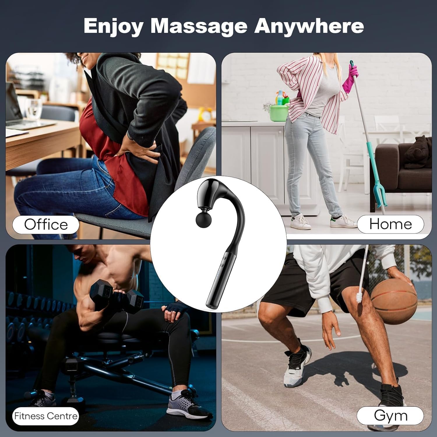 U-Shaped Massage Gun Back Massager for Pain Relief Deep Tissue Body Massager