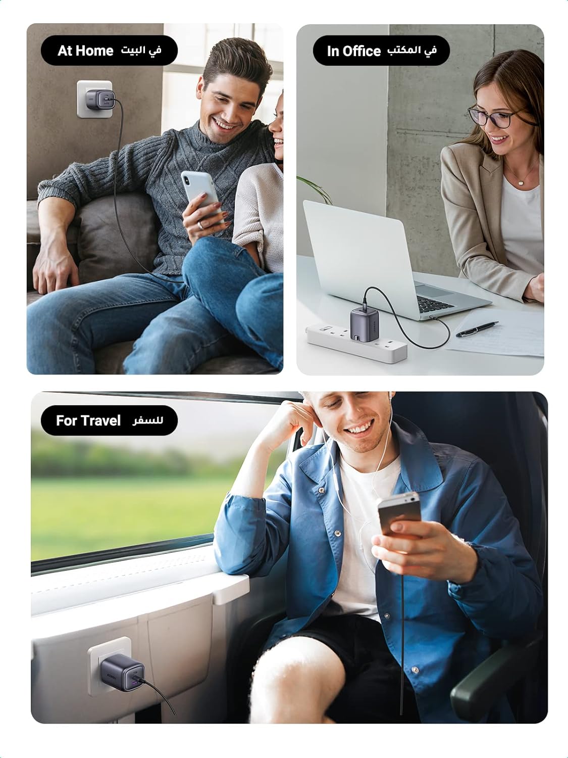 Ugreen Nexode 65W USB C Wall Charger - 3 Ports Space( Gray)