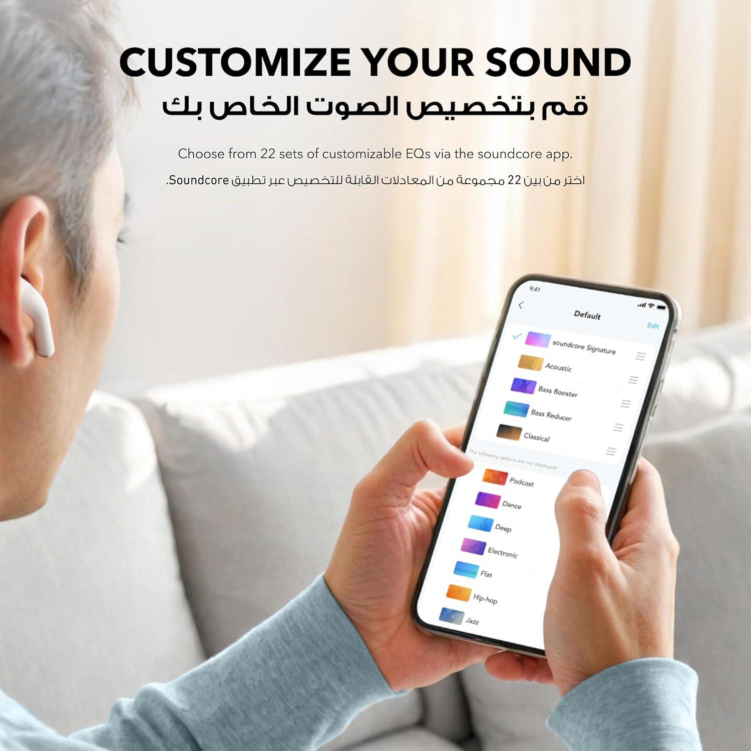 Soundcore K20i by Anker, Semi-in-Ear Earbuds, Bluetooth Wireless, 36H Playtime - White