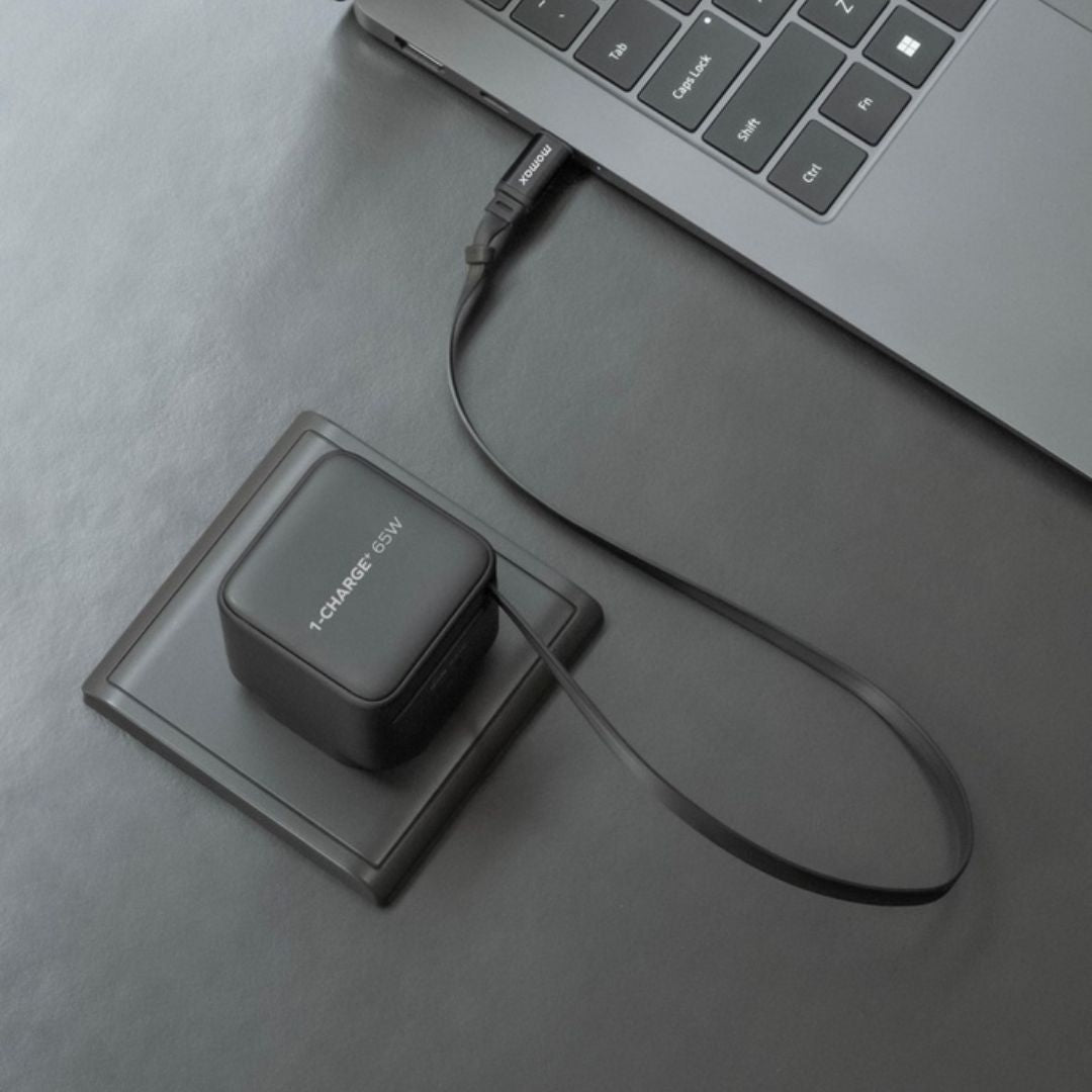 Momax 1-Charge 65W GAN 1 port Charger with built in USB-C Cable