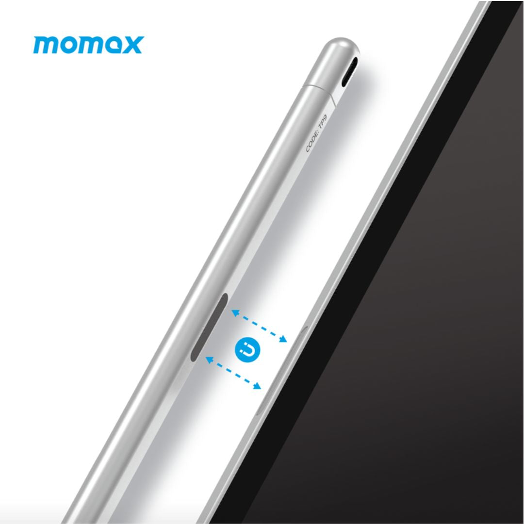 Momax Mag Link Lite Magnetic charging active stylus pen (Silver)