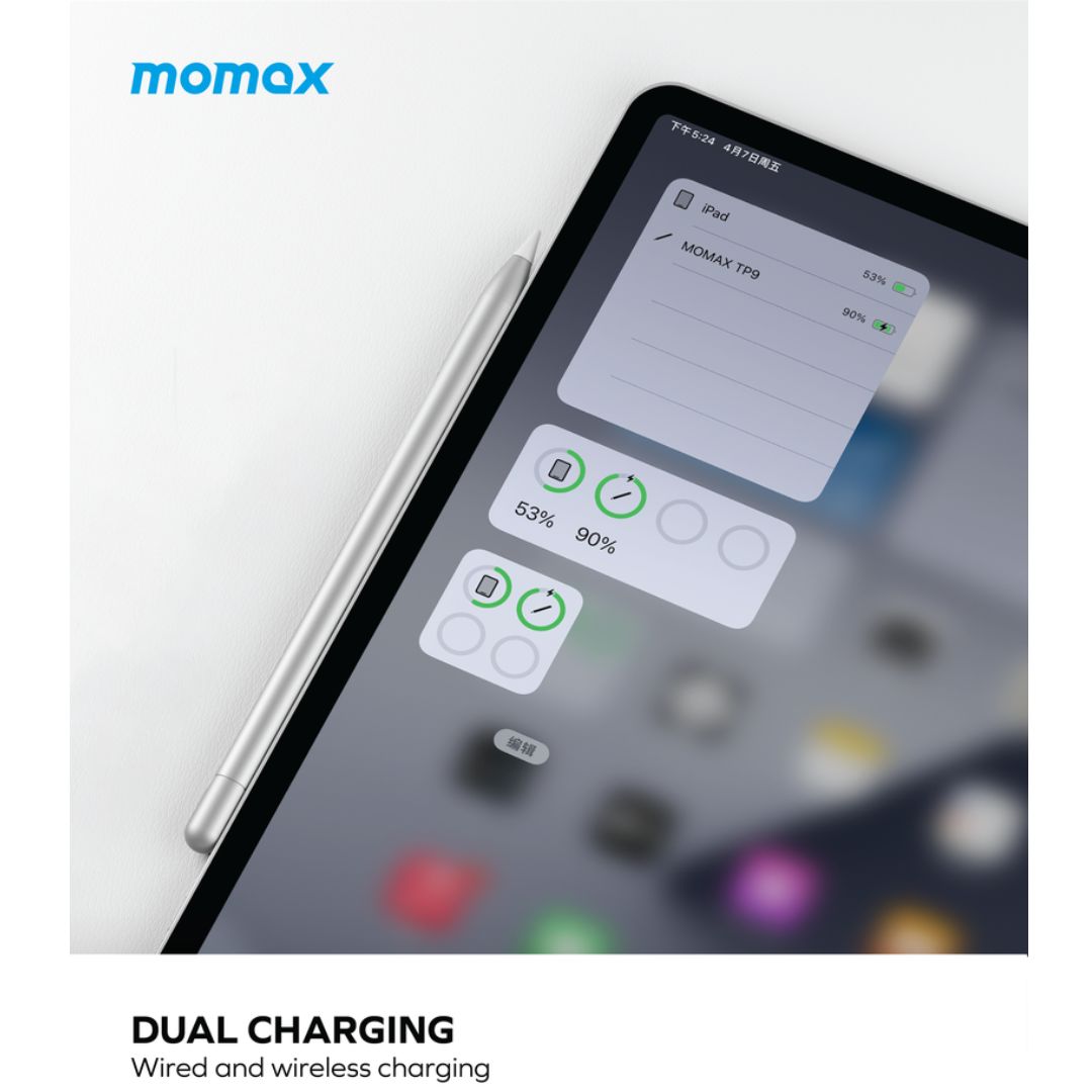 Momax Mag Link Lite Magnetic charging active stylus pen (Silver)