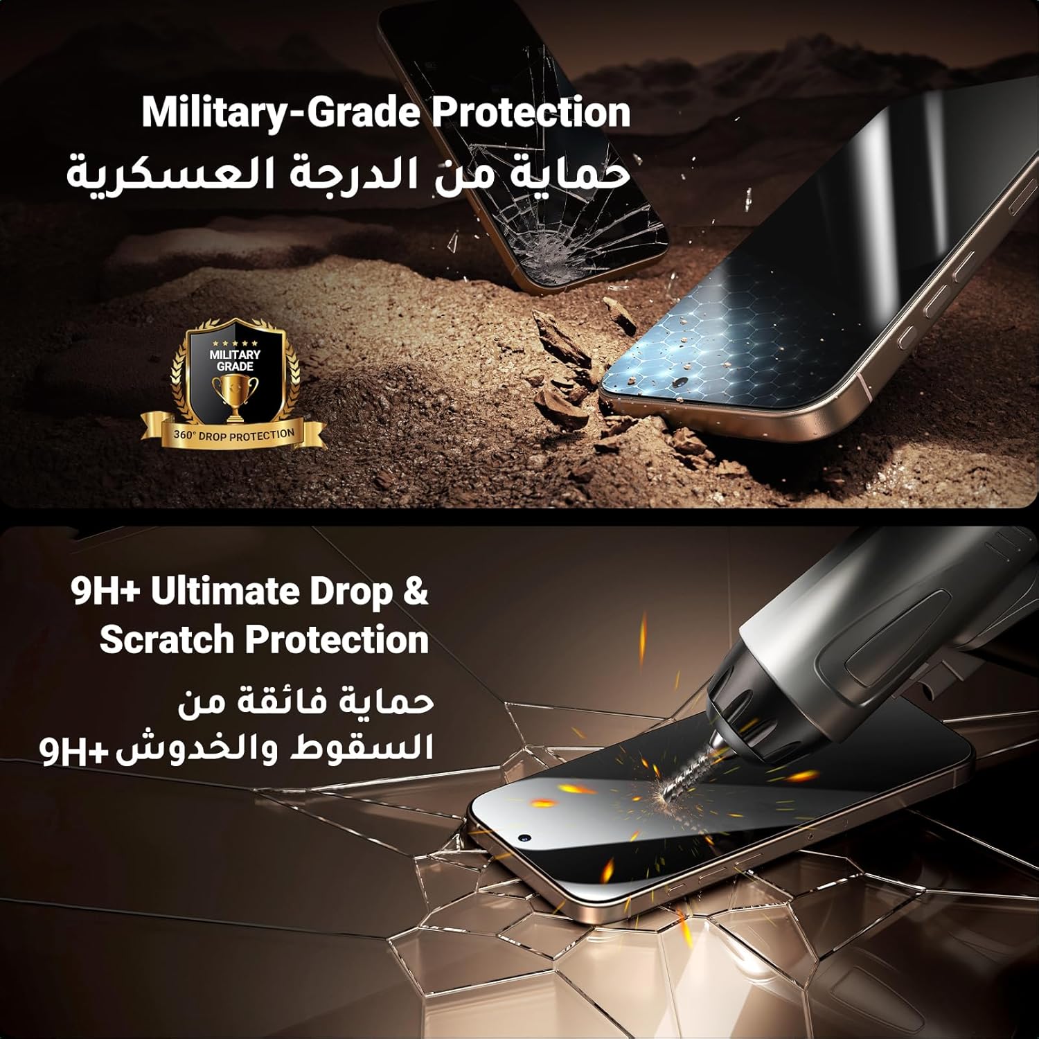 Ugreen  iPhone 16 Pro / Pro Max Screen Protector Full Coverage 6.9 Inch HD Easy Installation Frame Military-Grade Protection Scratch Resistant Anti-Fingerprint - Privacy