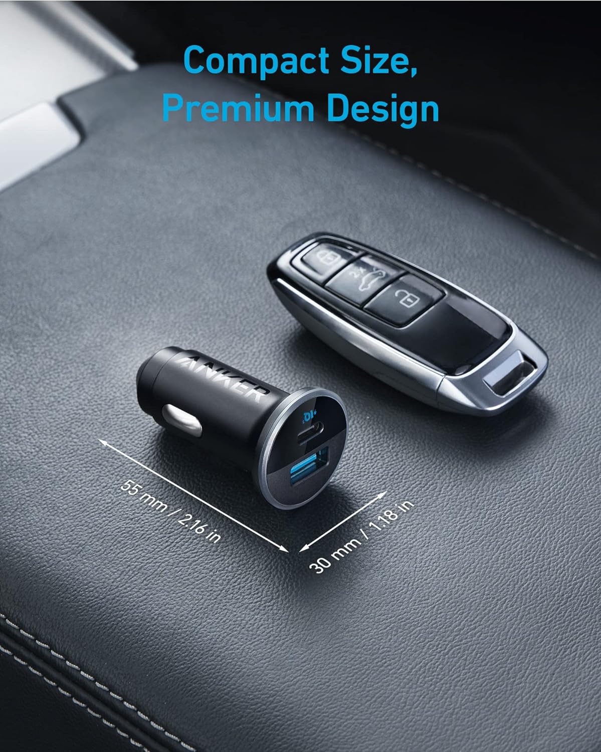 Anker 323 Car Charger 52.5W 1USB x 1 USB-C