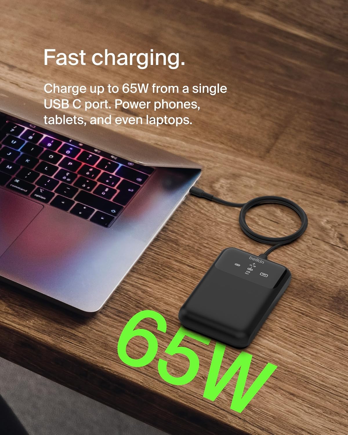 بنك طاقة Belkin BoostCharge ثلاثي المنافذ لأجهزة الكمبيوتر المحمولة 20K مع منافذ USB-C وUSB-A