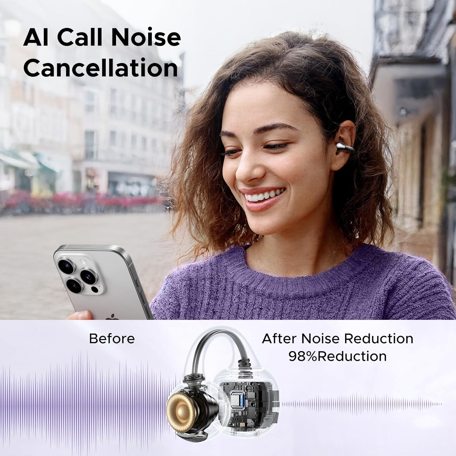 UGREEN Open-ear Earbuds Wireless Bluetooth 5.4 Earphone Clip-on Headphone ENC Noise Cancelling