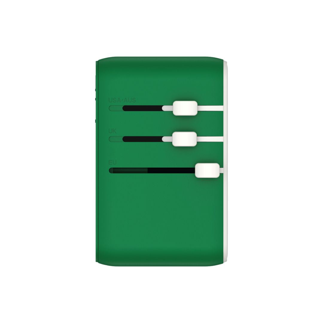 Momax 1-World+ 3-Port 25W Travel Charger Built-In USB-C Cable - Green