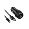RAVPower VC031 PD Dual Port USB C Car Charger with USB C to Lightning Cable