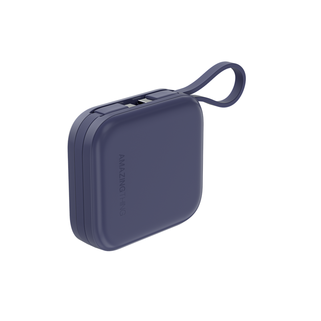 بنك طاقة Thunder Go من Amazing Thing بسعة 10000 مللي أمبير/ساعة مع كابلين USB-C مدمجين - أزرق