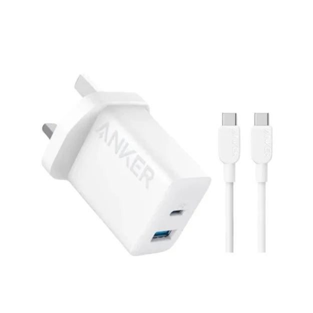 Anker 20W Dual Port High Speed Charger With USB-C Cable white – B2348k21