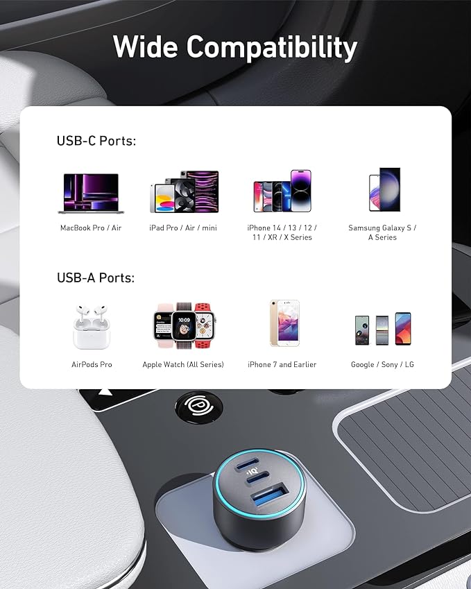 Anker 335 Car Charger 67W with Type C to Type C Cable