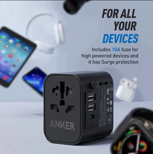 محول جداري للسفر بعدة منافذ من شركة أنكر