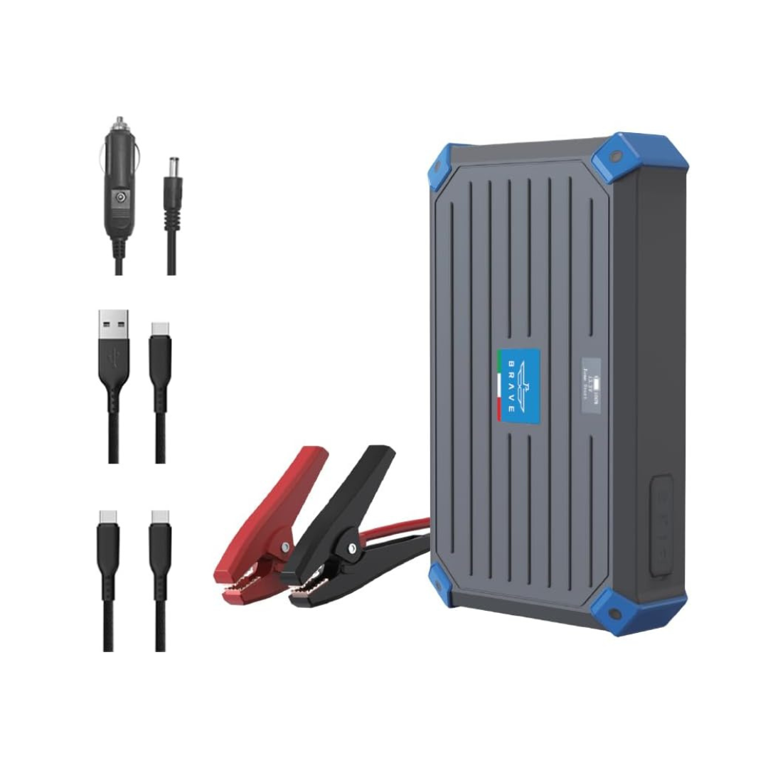 Brave BJS 11 Pro Super Capacitor Jump Starter - 1000A for 6.0L Petrol & 4.0L Diesel Engines, Charges to 100% in Under 3 Min, for All 12V Cars - Grey