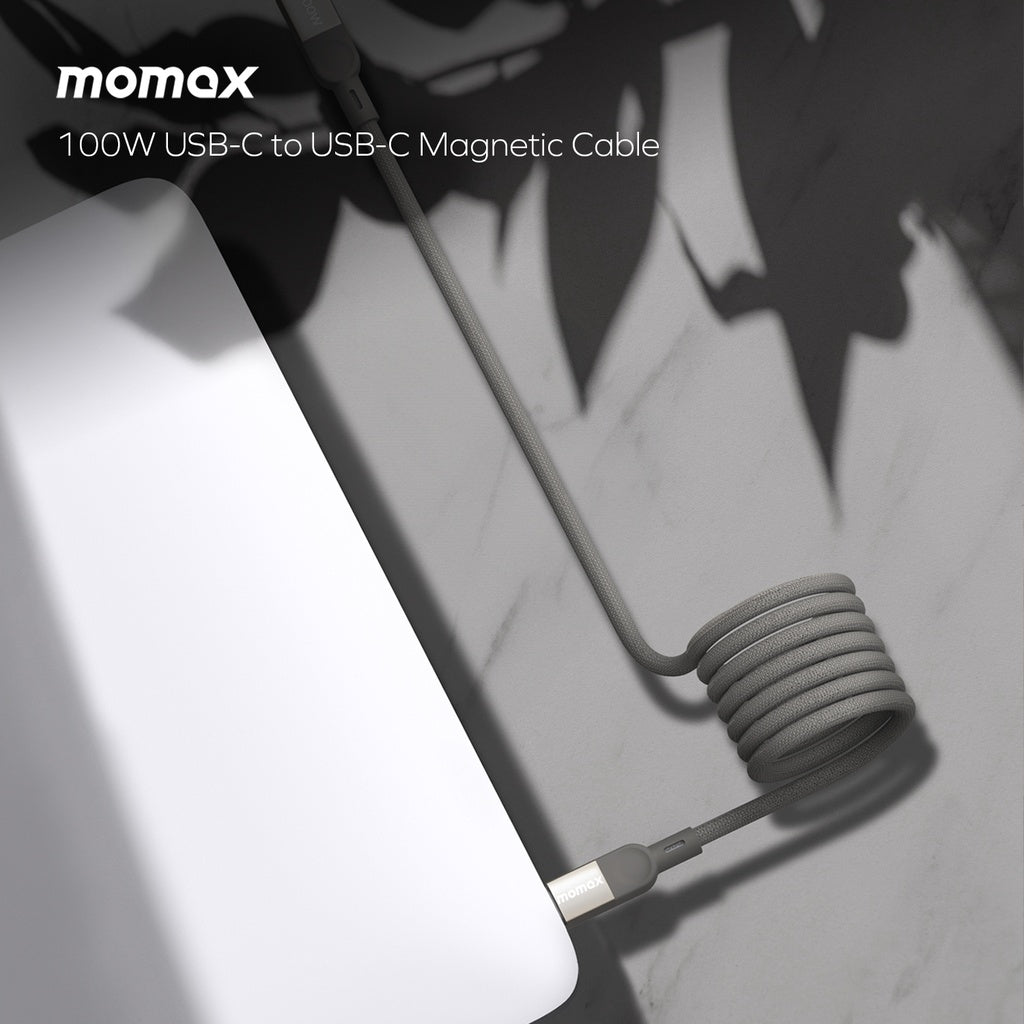كابل مغناطيسي Momax Elite Mag Link USB-C إلى USB-C بقوة 100 واط بطول 1 متر